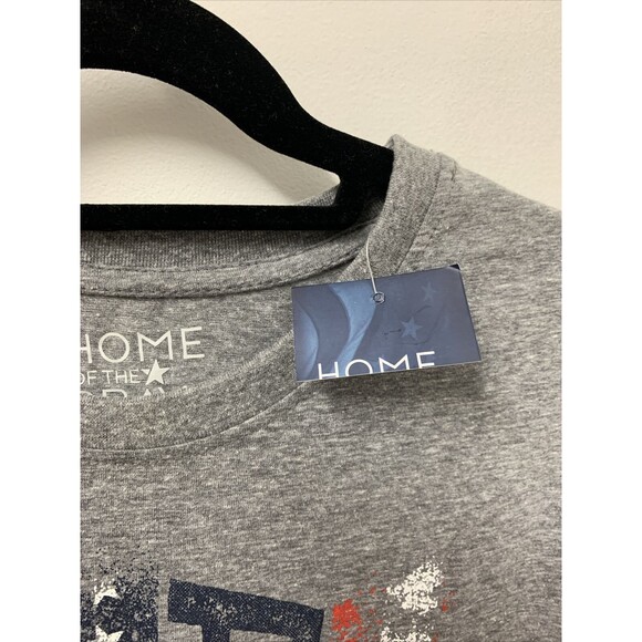 Home Of The Brave Womens T-shirt AMERICA Red White Blue Heather Gray Sz Medium - Picture 5 of 8